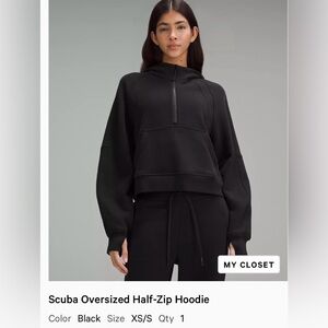 Lululemon Scuba Oversized Half-Zip Hoodie- black XS/S